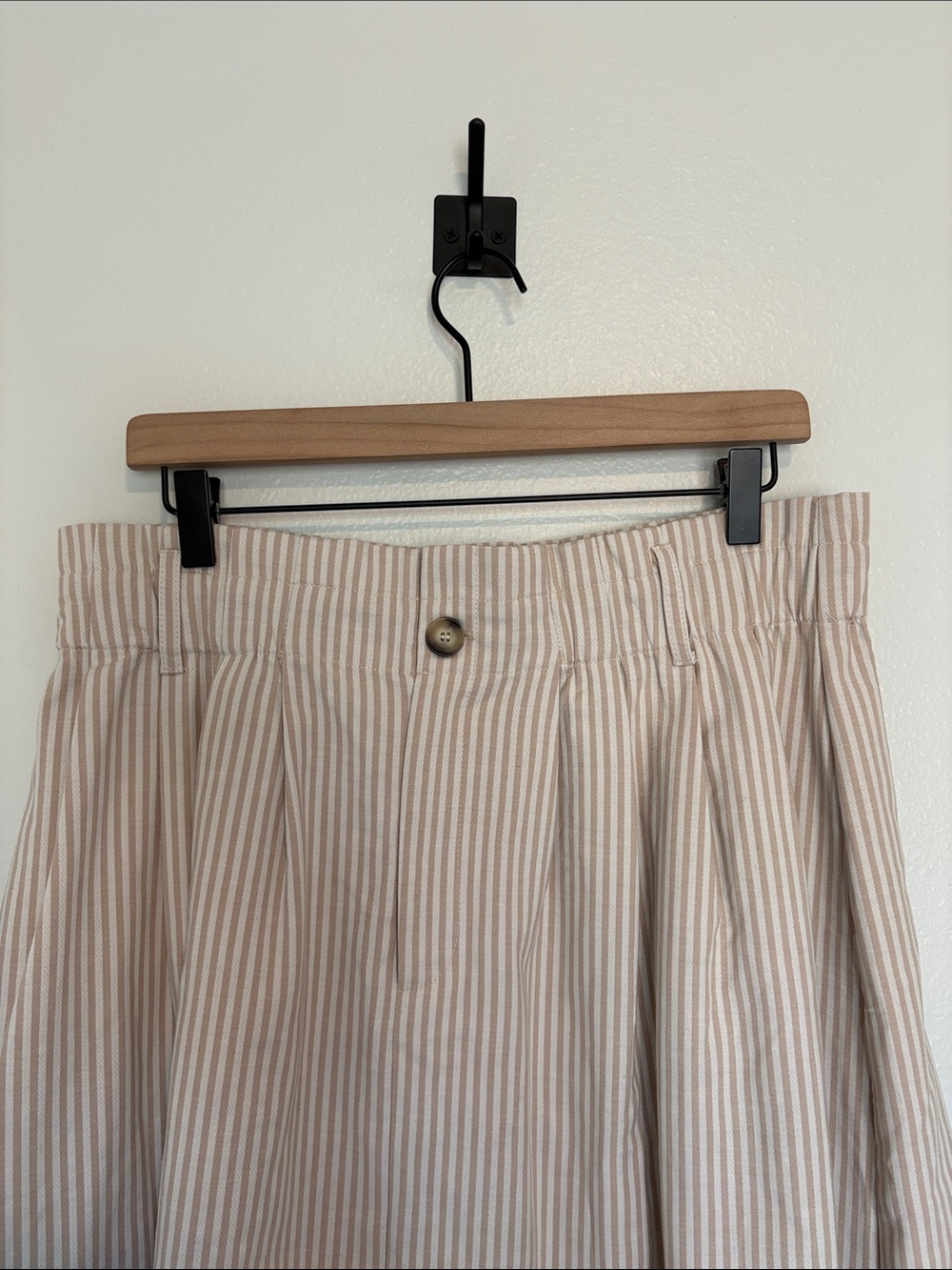 Anthropologie Cream Pinstriped Midi Skirt - Picture 4 of 9